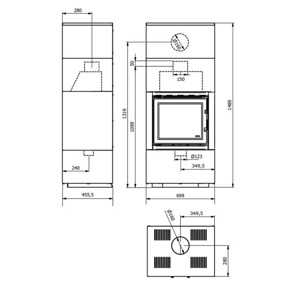 Kaminofen Wamsler Modulo 70/150 - Scheibe Gerade - Weiß 4 Kaminofen Wamsler Modulo 70/150 - Scheibe Gerade - Weiß – Bild 2