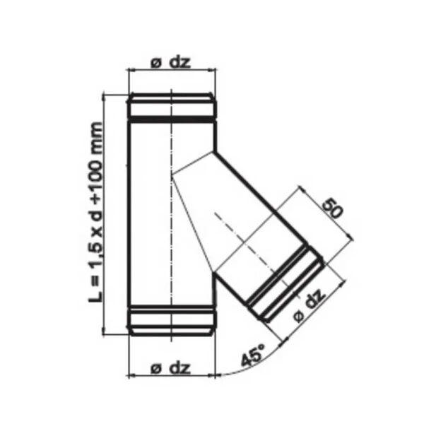Ø 80 Mm Lüftungsrohr T-Stück 45° Rund 4 Ø 80 Mm Lüftungsrohr T-Stück 45° Rund – Bild 2