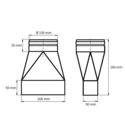200 X 90 Mm Flachkanal Übergangsstück Symmetrisch Auf Ø 150 Mm -Angebote Invicta Store 1180094 flachkanal uebergangsstueck symmetrisch 200 x 90 mm auf 150 mm2