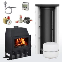 Komplettset Wasserführender Kamineinsatz Malaga II + 600 Pufferspeicher