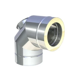 Ø 130 Mm Jeremias DW FU Winkel 90° Mit Reinigungsöffnung Für Festbrennstoffe Hochglanz