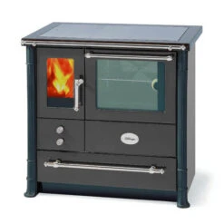 Küchenofen Lohberger Salzburg LC 80 Anthrazit-Metallic Mit Stahlkochplatte - Anschluss Rechts Hinten