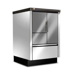 Küchenofen Tyrola TR_B 55 Weiß Glänzend / Edelstahl Mit Stahlkochplatte - RA Rechts Oben